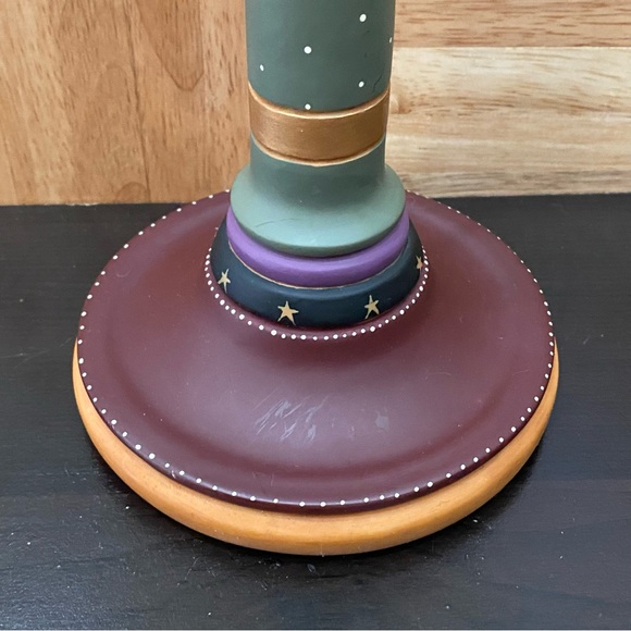 1997 Williraye Studio Folk Art Angel Holiday 12” Candlestick Resin Candle Holder - Picture 5 of 14